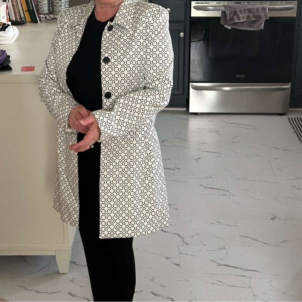 black and white coat